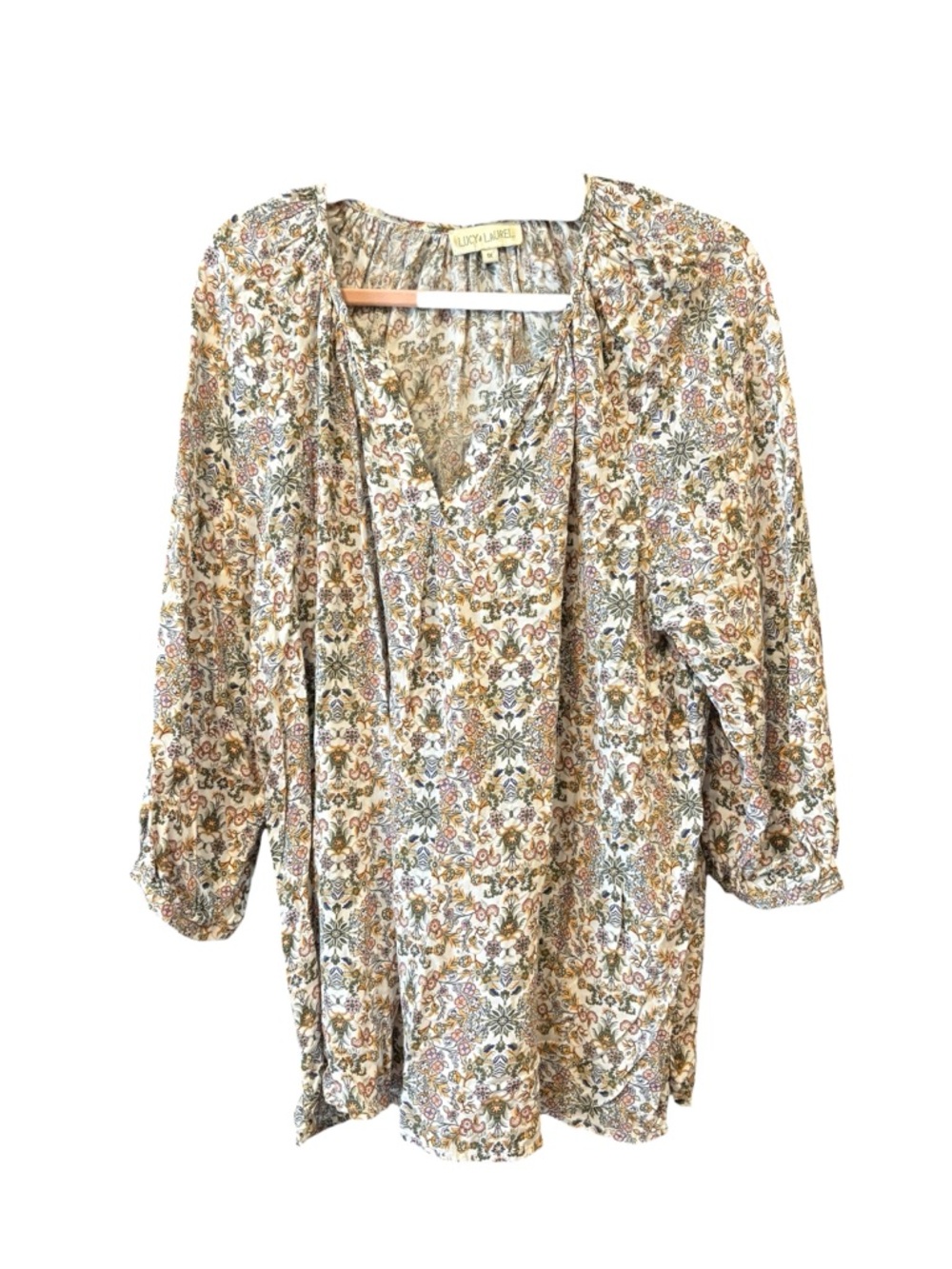 Lucy & Laurel Floral Boho Peasant Blouse 1X Cottagecore Top Z8